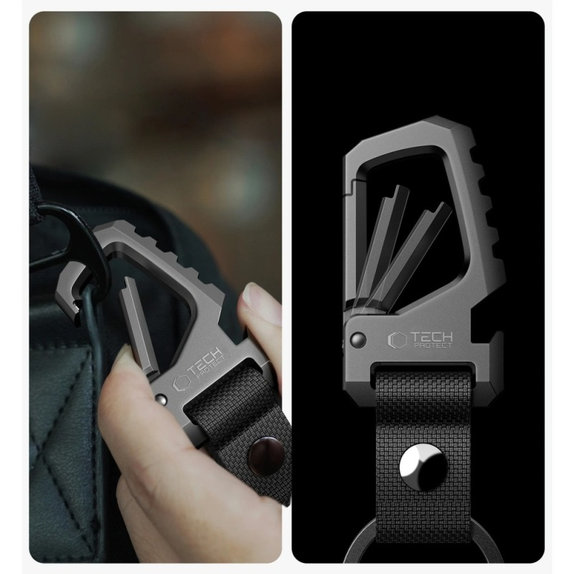 Μπρελόκ Slidelock Carabiner Keychain, Gunmetal, Tech-Protect