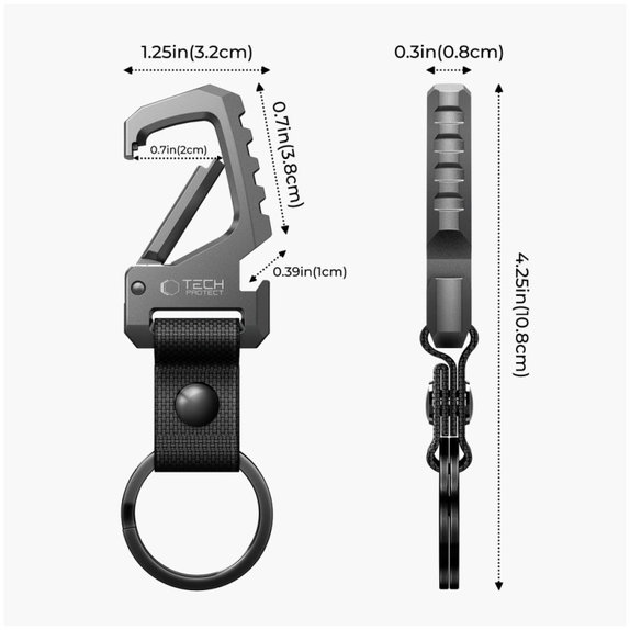 Μπρελόκ Slidelock Carabiner Keychain, Gunmetal, Tech-Protect