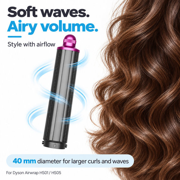 Μακρύ εξάρτημα για μπούκλες για Dyson Airwrap HS01, HS05, 40 mm, Nickel / Fuchsia