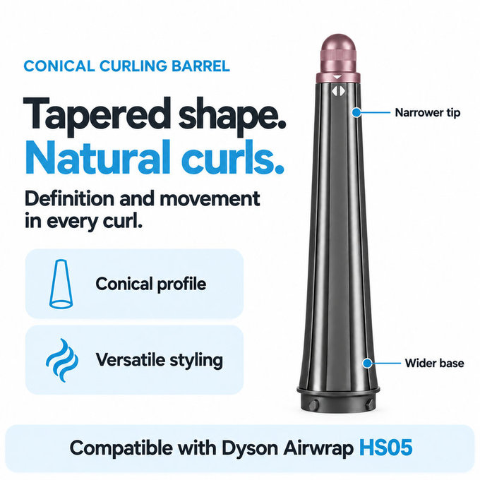 Κωνικό εξάρτημα για μπούκλες για Dyson Airwrap HS05, Ceramic Pink / Rose Gold