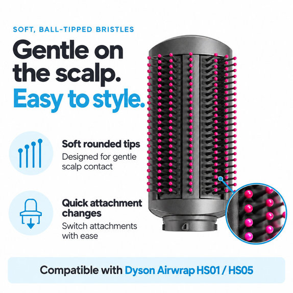 Μαλακή βούρτσα λείανσης για Dyson Airwrap HS01, HS05, Iron / Fuchsia