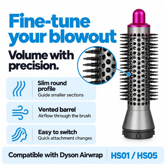 Μικρή στρογγυλή βούρτσα όγκου για Dyson Airwrap HS01, HS05, Iron / Fuchsia