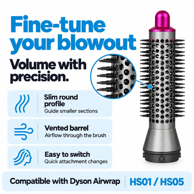 Μικρή στρογγυλή βούρτσα όγκου για Dyson Airwrap HS01, HS05, Iron / Fuchsia
