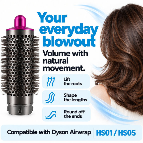 Μεσαία στρογγυλή βούρτσα όγκου για Dyson Airwrap HS01, HS05, Iron / Fuchsia