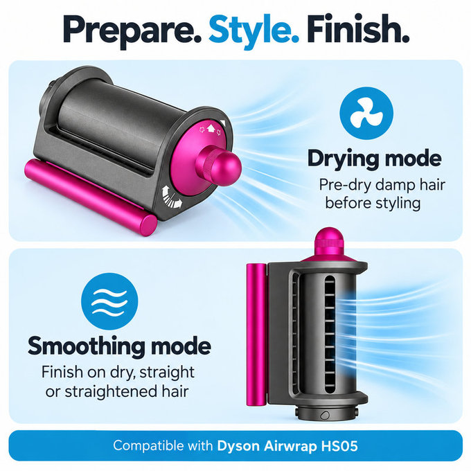 Εξάρτημα Coanda για λείανση και στέγνωμα για Dyson Airwrap HS05, Iron / Fuchsia