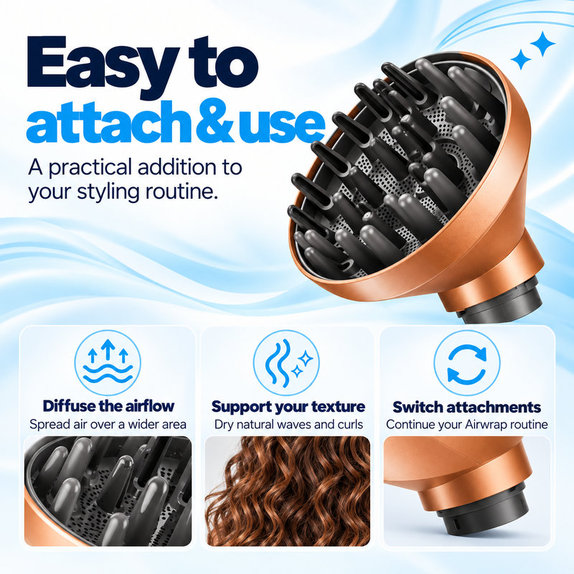Φυσούνα Wave + Curl για Dyson Airwrap HS01, HS05, HS08, Copper