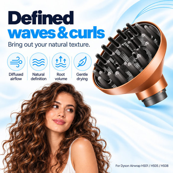 Φυσούνα Wave + Curl για Dyson Airwrap HS01, HS05, HS08, Copper