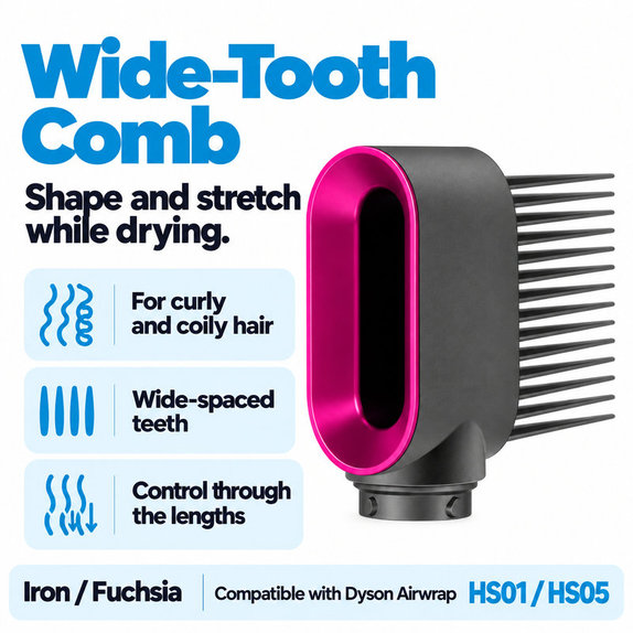 Χτένα με αραιά δόντια για Dyson Airwrap HS01, HS05, Iron / Fuchsia
