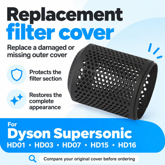 Κάλυμμα φίλτρου για Dyson Supersonic HD01, HD03, HD07, HD15, HD16, Iron / Fuchsia