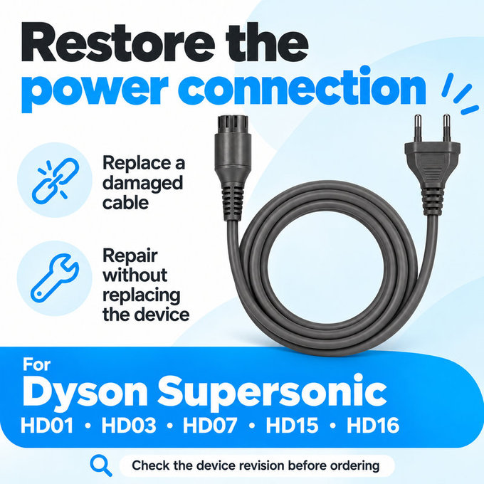 Καλώδιο τροφοδοσίας για Dyson Supersonic HD01, HD03, HD07, HD15, HD16