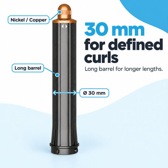 Μακρύ εξάρτημα για μπούκλες για Dyson Airwrap HS01, HS05, 30 mm, Nickel / Copper