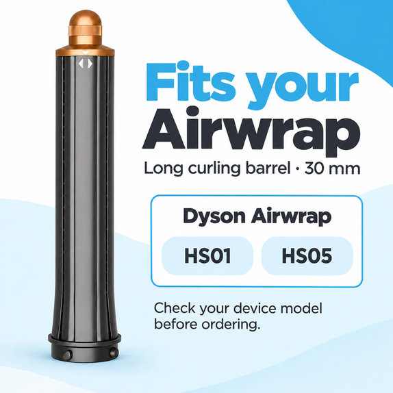 Μακρύ εξάρτημα για μπούκλες για Dyson Airwrap HS01, HS05, 30 mm, Nickel / Copper