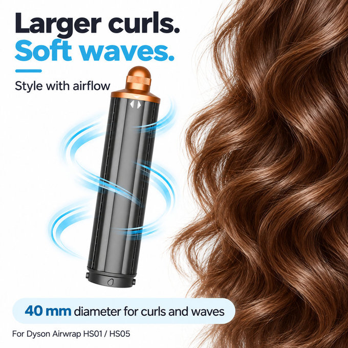 Μακρύ εξάρτημα για μπούκλες για Dyson Airwrap HS01, HS05, 40 mm, Nickel / Copper