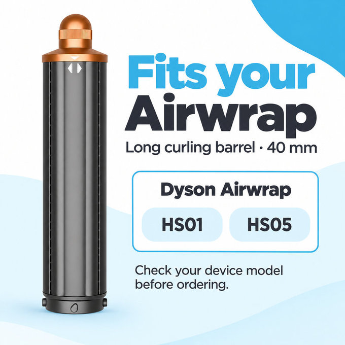 Μακρύ εξάρτημα για μπούκλες για Dyson Airwrap HS01, HS05, 40 mm, Nickel / Copper