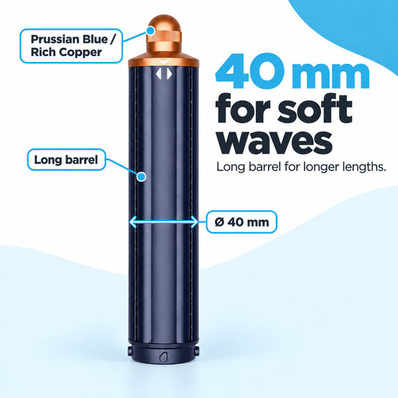 Μακρύ εξάρτημα για μπούκλες για Dyson Airwrap HS01, HS05, 40 mm, Prussian Blue / Rich Copper