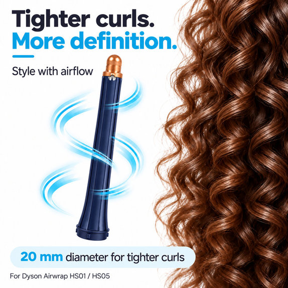 Μακρύ εξάρτημα για μπούκλες για Dyson Airwrap HS01, HS05, 20 mm, Prussian Blue / Rich Copper