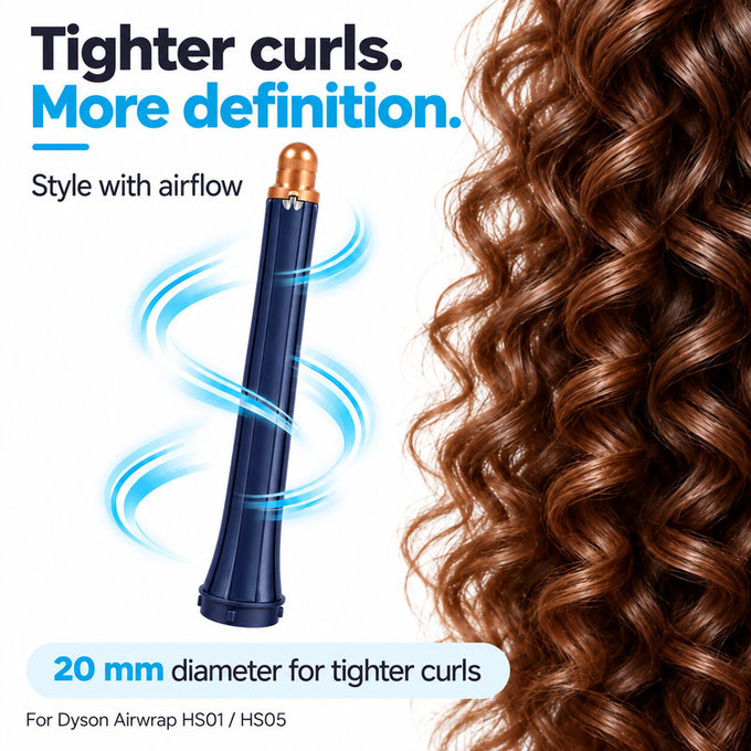Μακρύ εξάρτημα για μπούκλες για Dyson Airwrap HS01, HS05, 20 mm, Prussian Blue / Rich Copper