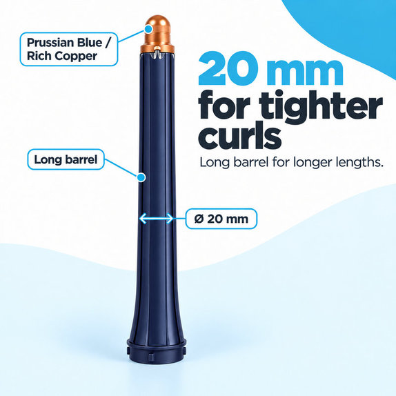 Μακρύ εξάρτημα για μπούκλες για Dyson Airwrap HS01, HS05, 20 mm, Prussian Blue / Rich Copper