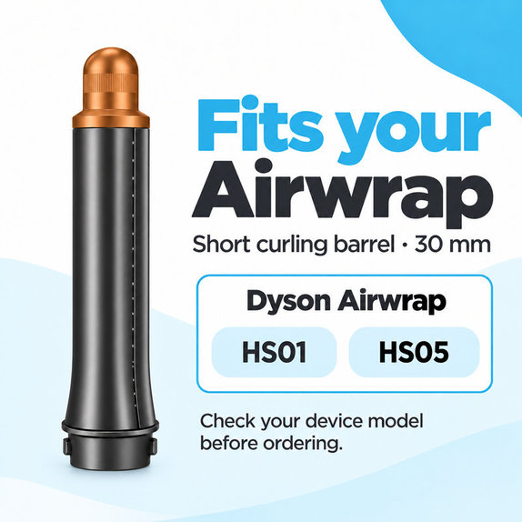 Κοντό εξάρτημα για μπούκλες για Dyson Airwrap HS01, HS05, 30 mm, Nickel / Copper