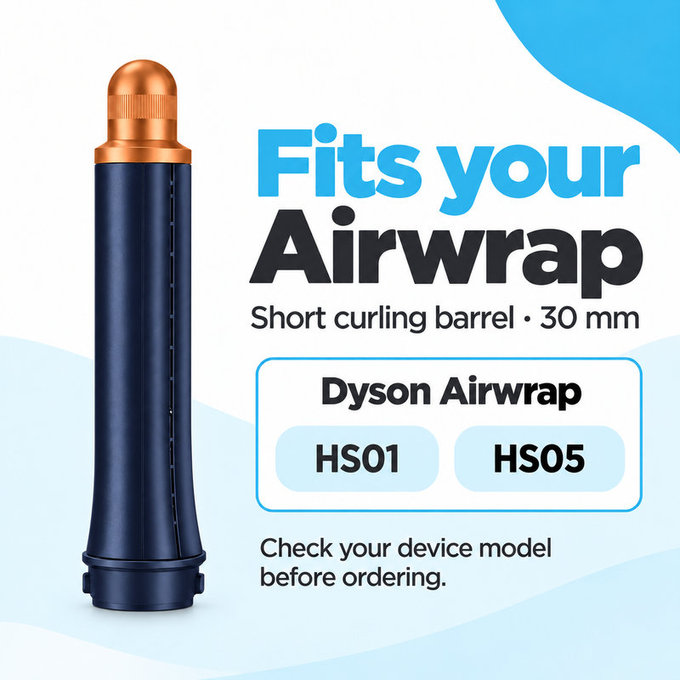 Κοντό εξάρτημα για μπούκλες για Dyson Airwrap HS01, HS05, 30 mm, Prussian Blue / Rich Copper