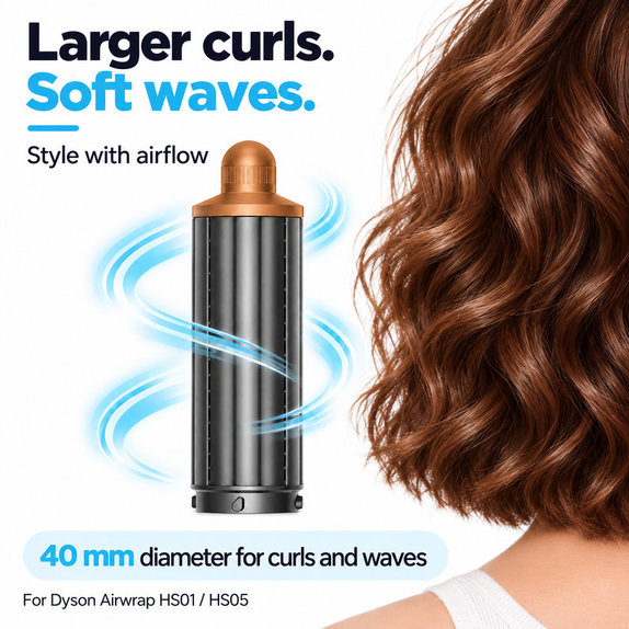 Κοντό εξάρτημα για μπούκλες για Dyson Airwrap HS01, HS05, 40 mm, Nickel / Copper