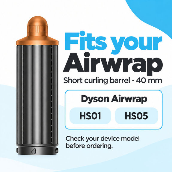 Κοντό εξάρτημα για μπούκλες για Dyson Airwrap HS01, HS05, 40 mm, Nickel / Copper