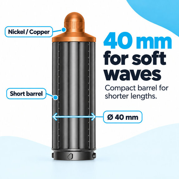 Κοντό εξάρτημα για μπούκλες για Dyson Airwrap HS01, HS05, 40 mm, Nickel / Copper