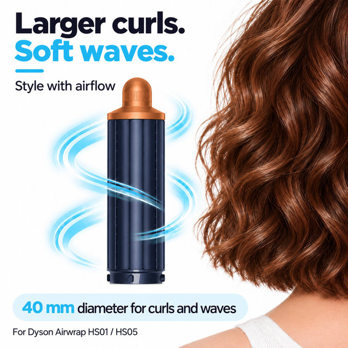 Κοντό εξάρτημα για μπούκλες για Dyson Airwrap HS01, HS05, 40 mm, Prussian Blue / Rich Copper