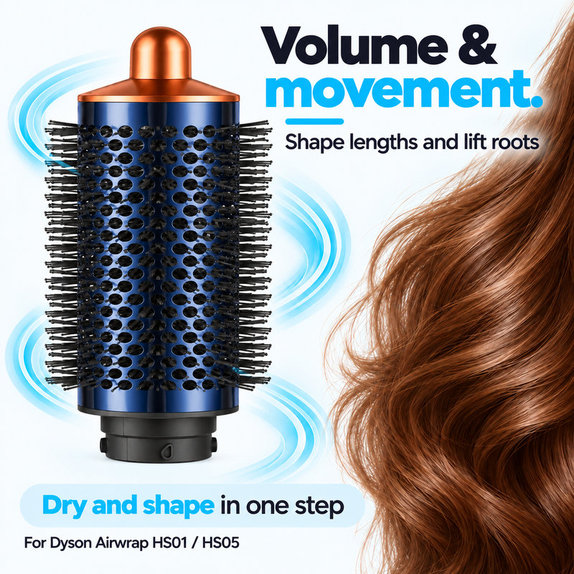 Μεγάλη στρογγυλή βούρτσα όγκου για Dyson Airwrap HS01, HS05, Prussian Blue / Rich Copper