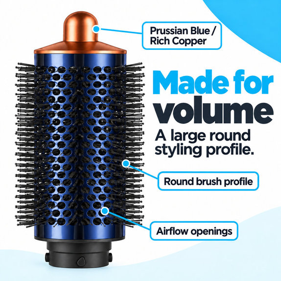 Μεγάλη στρογγυλή βούρτσα όγκου για Dyson Airwrap HS01, HS05, Prussian Blue / Rich Copper
