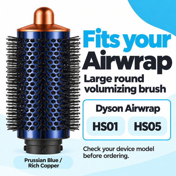 Μεγάλη στρογγυλή βούρτσα όγκου για Dyson Airwrap HS01, HS05, Prussian Blue / Rich Copper