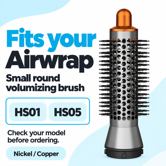 Μικρή στρογγυλή βούρτσα όγκου για Dyson Airwrap HS01, HS05, Nickel / Copper