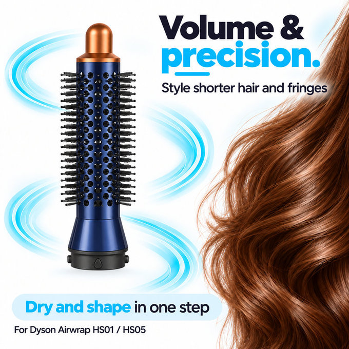 Μικρή στρογγυλή βούρτσα όγκου για Dyson Airwrap HS01, HS05, Prussian Blue / Rich Copper