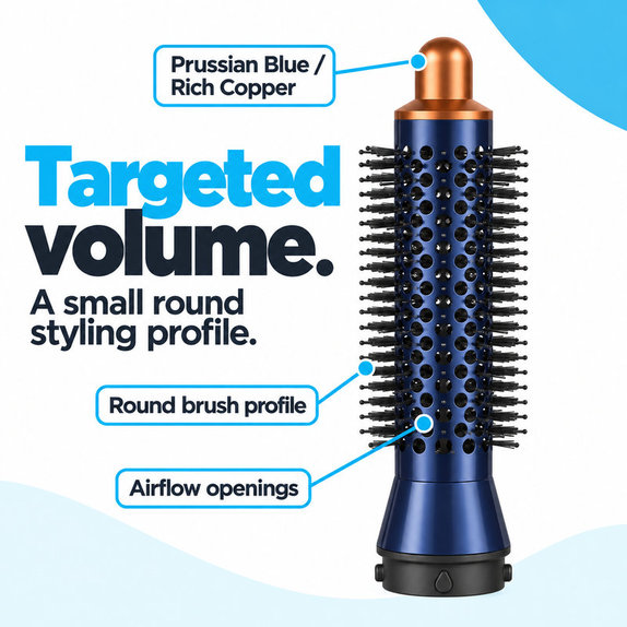 Μικρή στρογγυλή βούρτσα όγκου για Dyson Airwrap HS01, HS05, Prussian Blue / Rich Copper