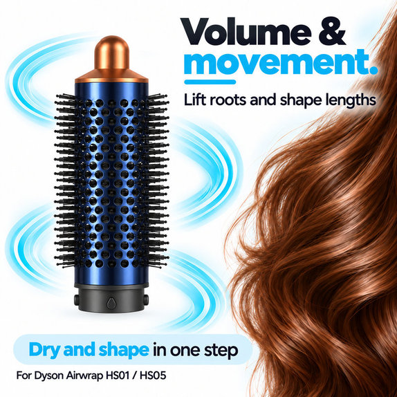 Μεσαία στρογγυλή βούρτσα όγκου για Dyson Airwrap HS01, HS05, Prussian Blue / Rich Copper