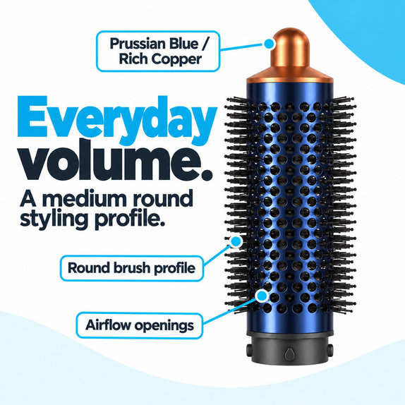 Μεσαία στρογγυλή βούρτσα όγκου για Dyson Airwrap HS01, HS05, Prussian Blue / Rich Copper