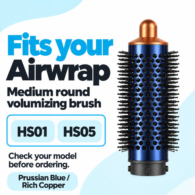 Μεσαία στρογγυλή βούρτσα όγκου για Dyson Airwrap HS01, HS05, Prussian Blue / Rich Copper