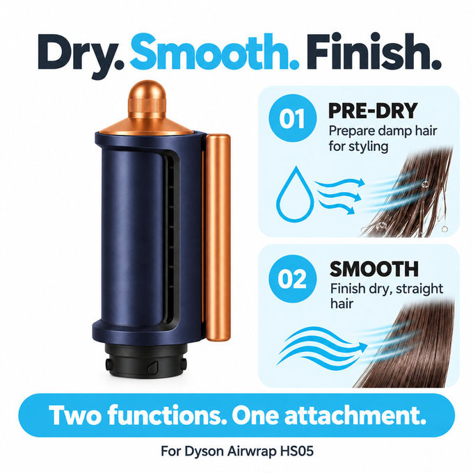 Εξάρτημα Coanda για λείανση και στέγνωμα για Dyson Airwrap HS05, Prussian Blue / Rich Copper