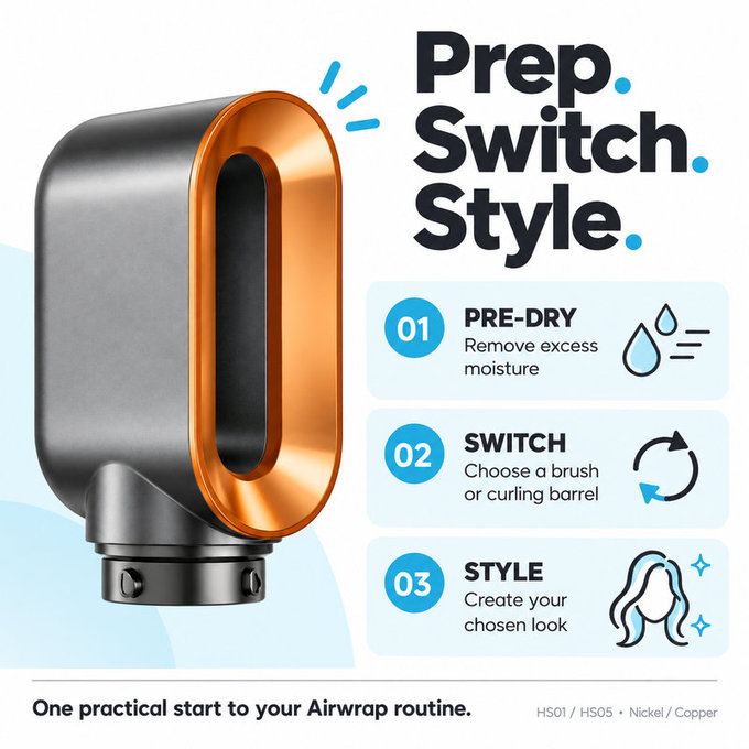 Εξάρτημα γρήγορου στεγνώματος για Dyson Airwrap HS01, HS05, Nickel / Copper