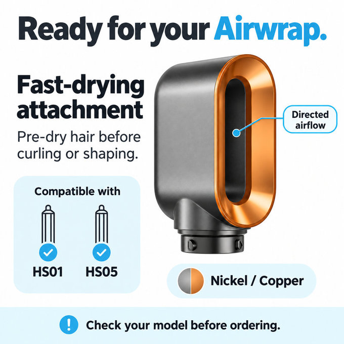 Εξάρτημα γρήγορου στεγνώματος για Dyson Airwrap HS01, HS05, Nickel / Copper