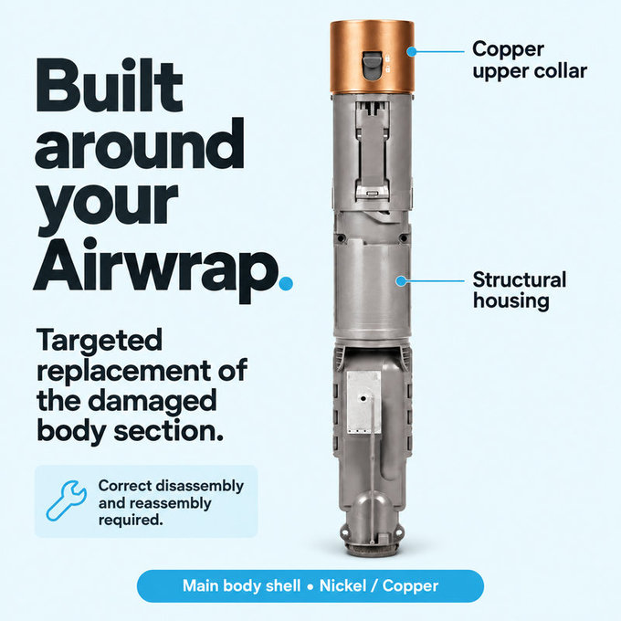 Κέλυφος κύριου σώματος για Dyson Airwrap HS01, HS05, Nickel / Copper