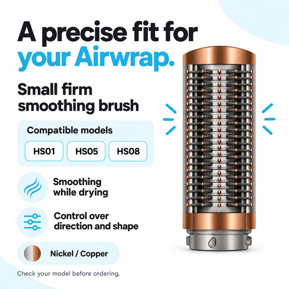 Μικρή σκληρή βούρτσα λείανσης για Dyson Airwrap HS01, HS05, HS08, Nickel / Copper