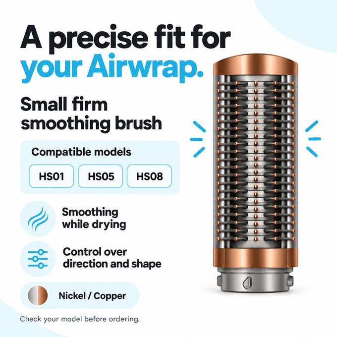 Μικρή σκληρή βούρτσα λείανσης για Dyson Airwrap HS01, HS05, HS08, Nickel / Copper