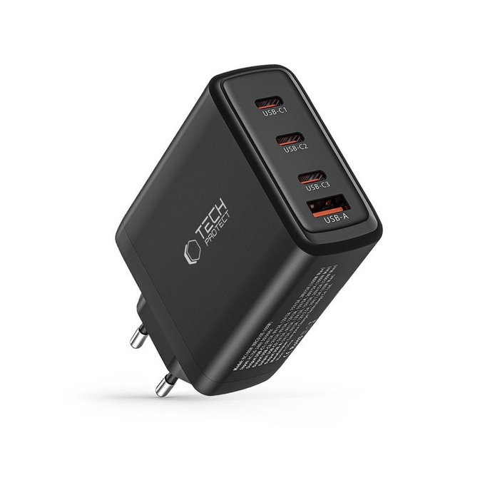 Φορτιστής δικτύου NC100W-GAN 4-PORT PD 100W / QC3.0, μαύρη, Tech-Protect
