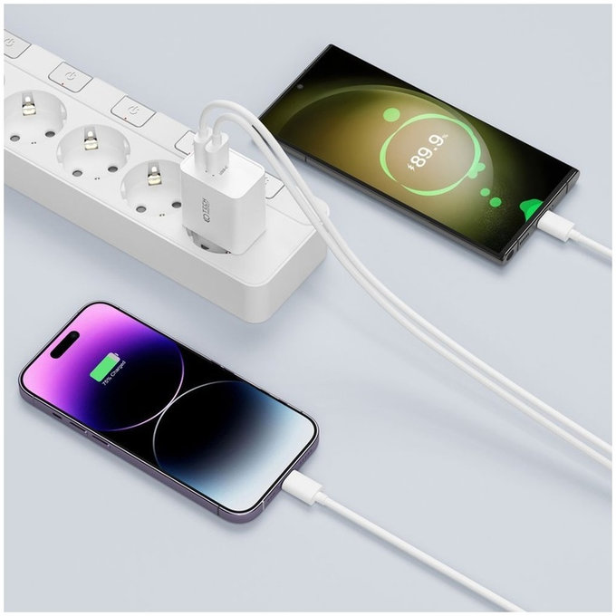 Φορτιστής δικτύου C35W 2-PORT PD 35W, λευκή, Tech-Protect