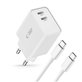 Φορτιστής δικτύου C35W 2-PORT PD 35W + USB-C Cable, λευκή, Tech-Protect