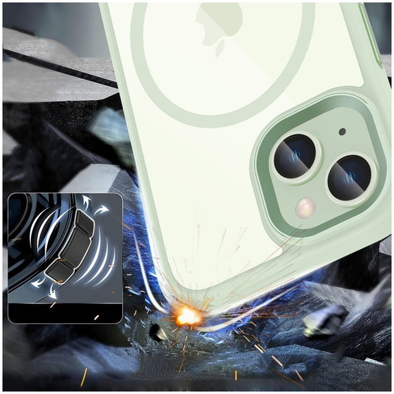 Θήκη MagMat MagSafe για iPhone 15, πράσινη/διάφανη, Tech-Protect