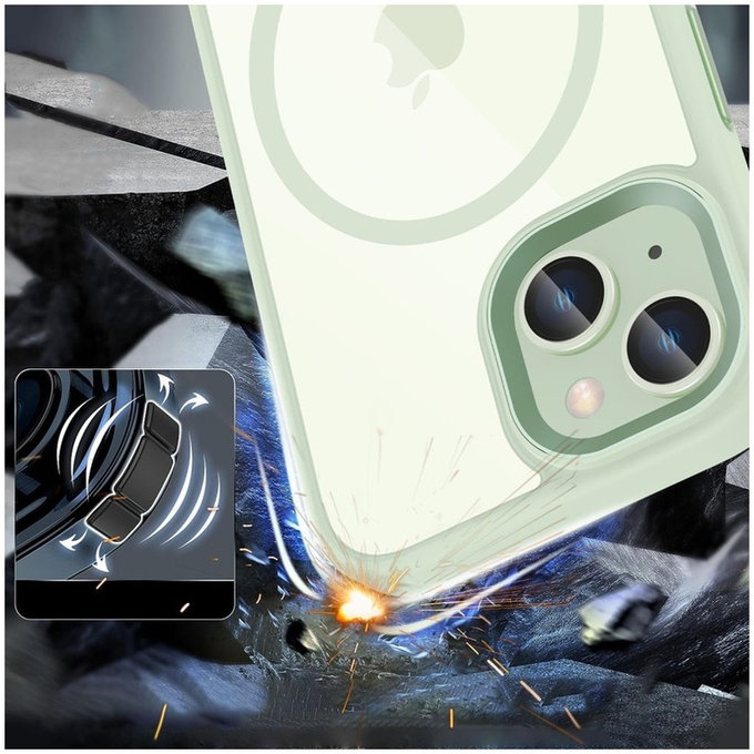 Θήκη MagMat MagSafe για iPhone 15, πράσινη/διάφανη, Tech-Protect
