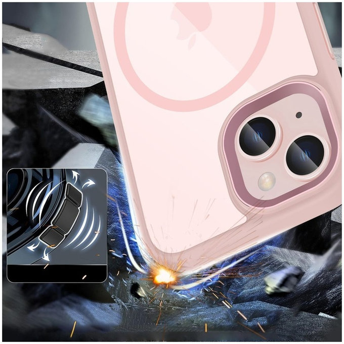 Θήκη MagMat MagSafe για iPhone 15, ροζ/διάφανη, Tech-Protect