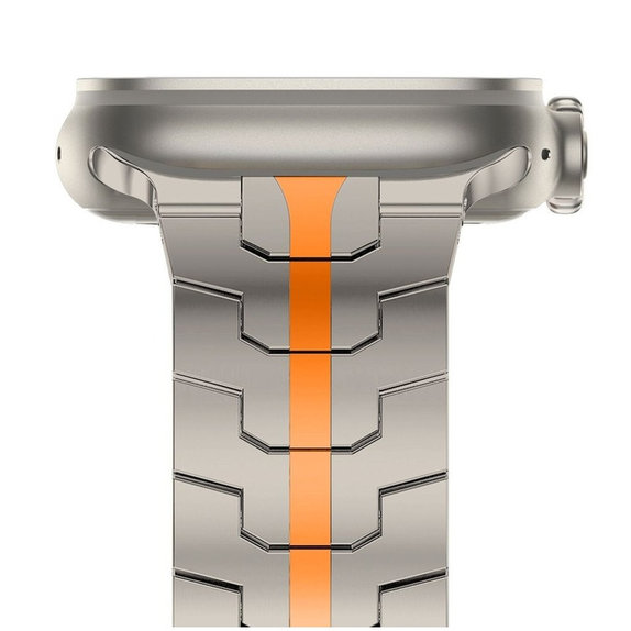 Λουράκι Stainless Line για Apple Watch 8 / 9 / 10 / 11 / SE / Ultra (44 / 45 / 46 / 49 mm), Titanium/Orange, Tech-Protect